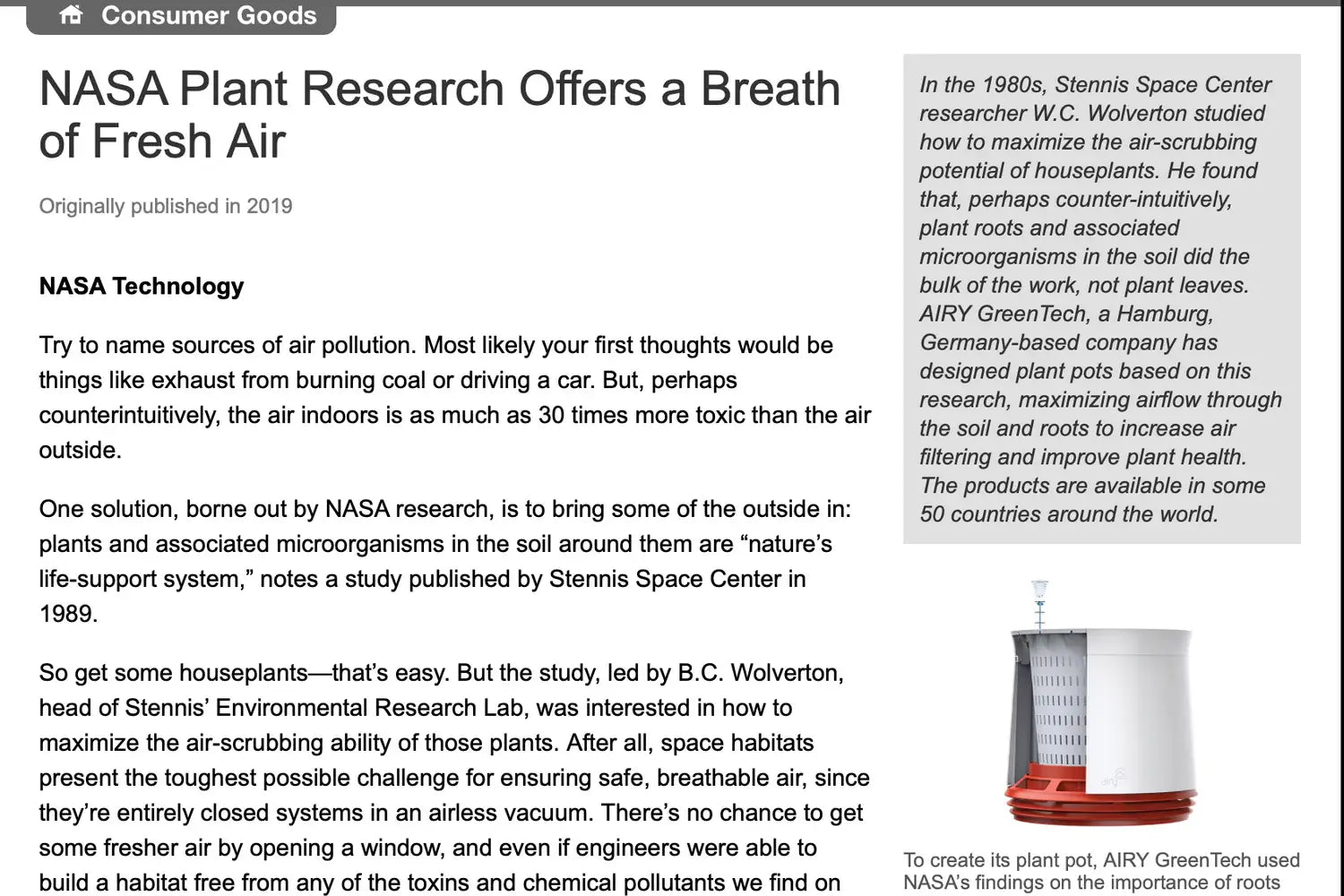 AIRY im Jahrbuch 2019 der NASA